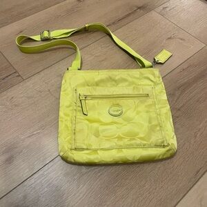 COACH Signature Getaway Nylon File Cross-body Bag F77408 Citrine Yellow